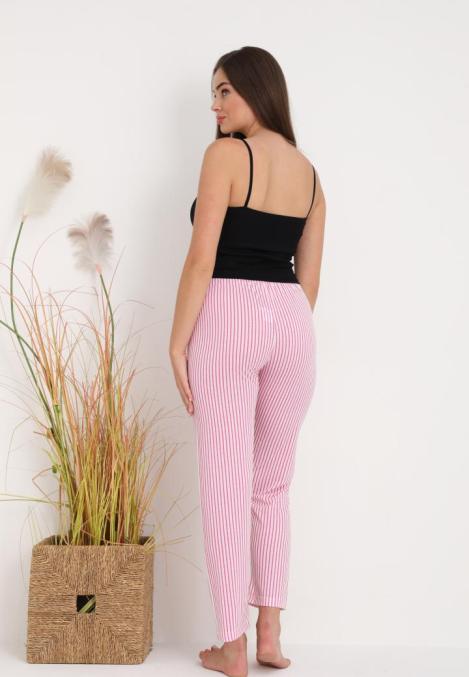 Pantaloni de Pijama Dama ,Culoare Roz cu Alb,Engros